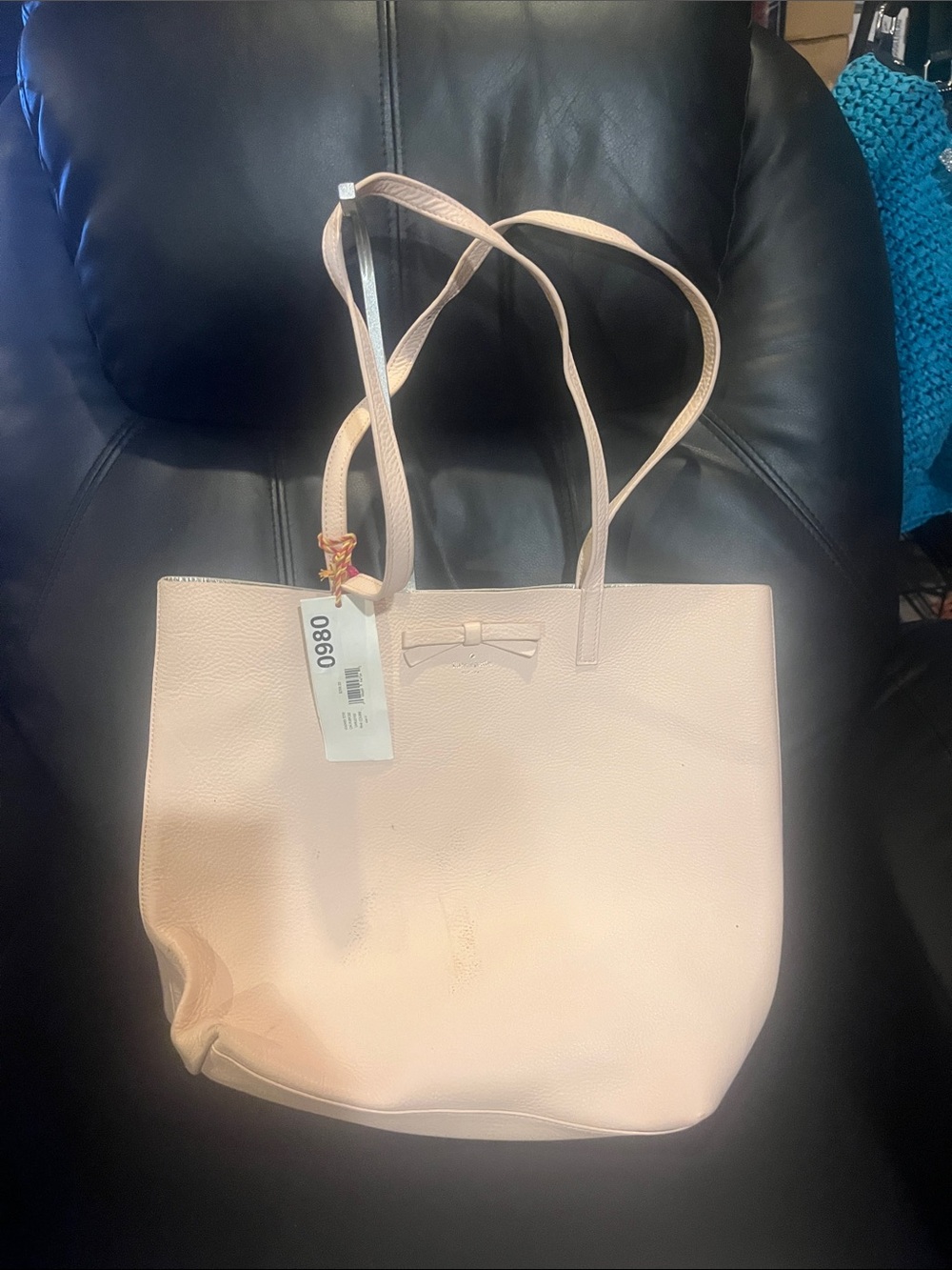 kate spade on purpose Pale Pink Pebbled Leather Bow Tote